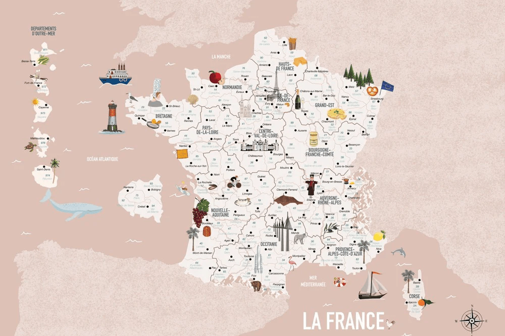 Papel pintado infantil carte France rosé