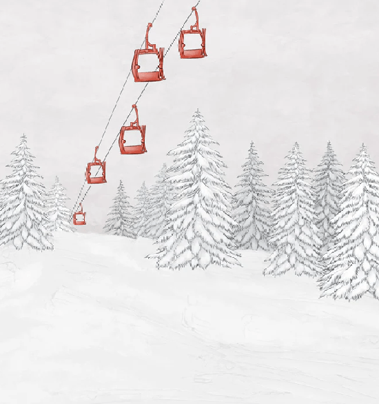 Papel pintado montaña telecabina roja