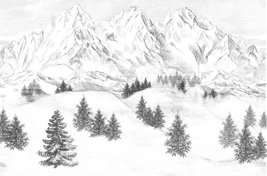 Papier peint montagne sommets de Chamonix - Muralconcept