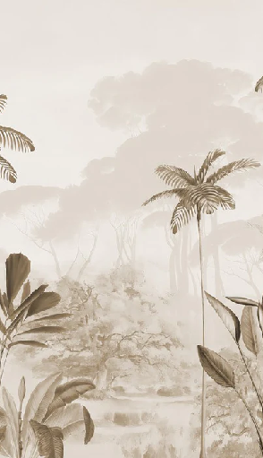 Papier peint panoramique jungle eden sépia