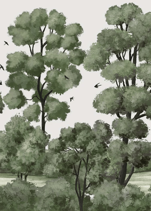 Papier peint paysage rivière forêt vert