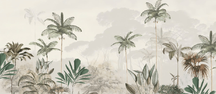 Papel pintado panorámico jungla eden verde