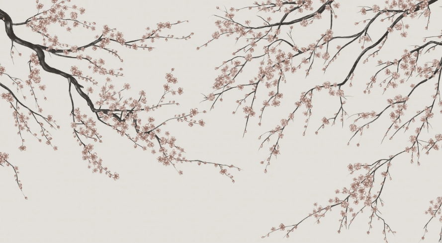 Papier peint panoramique Sakura beige