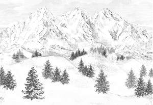 Papier peint montagne sommets de Chamonix - Muralconcept