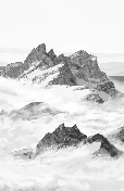 Papier peint panoramique montagne noir et blanc - Muralconcept