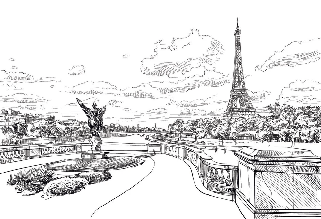 Papier peint pont Bir Hakeim vue tour Eiffel