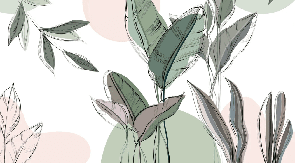 Papier peint panoramique végétal graphique vert - Muralconcept