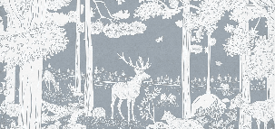 Tapete Waldtiere blau - Muralconcept