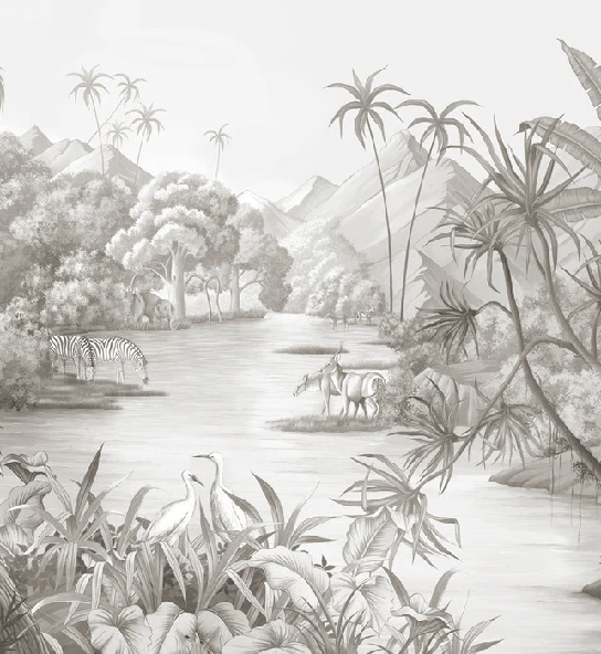 Papel pintado panorámico selva pintoresca