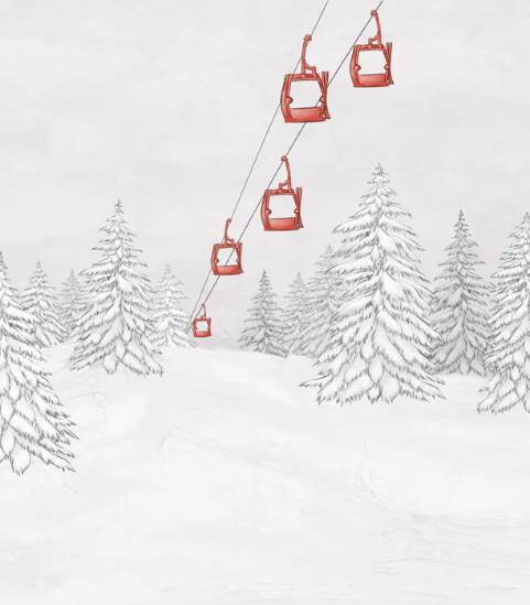 Papel pintado montaña telecabina roja