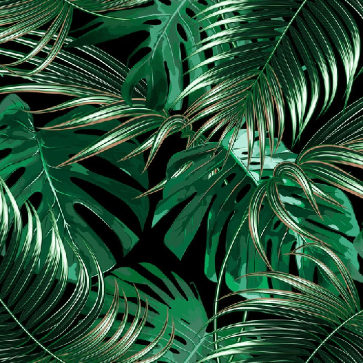 Papel pintado no tejido con grandes hojas verdes