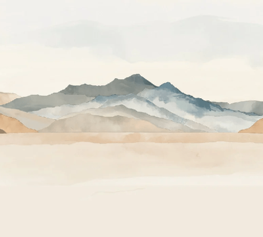 Papier peint panoramique montagne aquarelle pastel – Décor mural paysage apaisant - Muralconcept
