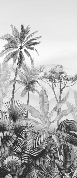 Papier peint tendance tropical noir et blanc, XXL, tendance