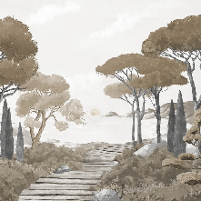 Papier peint balade dans les calanques brun - Muralconcept