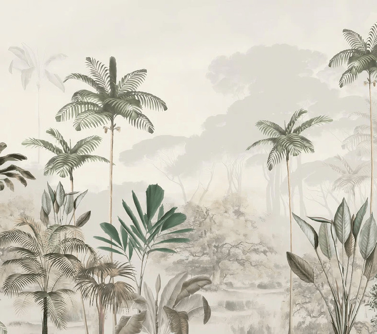 Papier peint panoramique jungle eden vert