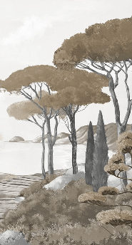 Papier peint balade dans les calanques brun - Muralconcept