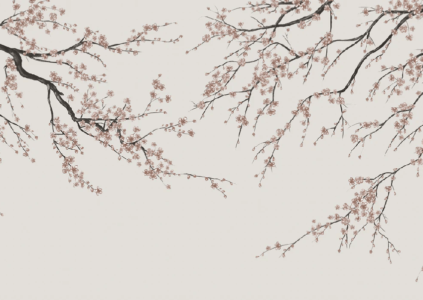 Papier peint panoramique Sakura beige
