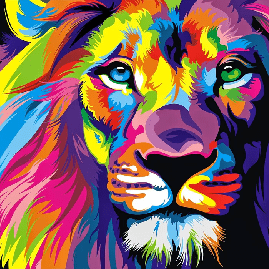 Papier peint panoramique lion color pop