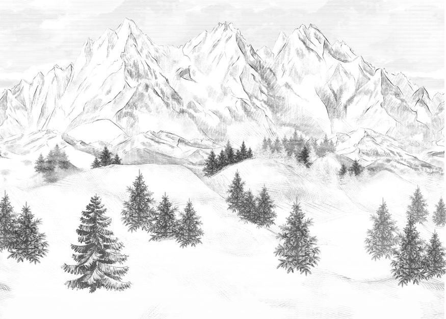 Papier peint montagne sommets de Chamonix, XXL, tendance