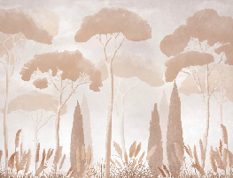 Papel pintado sepia cipreses pinos