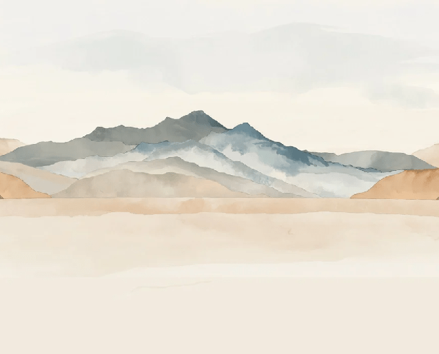 Papel pintado panorámico montaña acuarela pastel – Decoración mural paisaje relajante