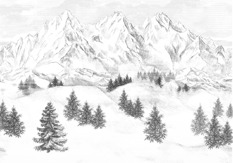 Papier peint montagne sommets de Chamonix, XXL, tendance