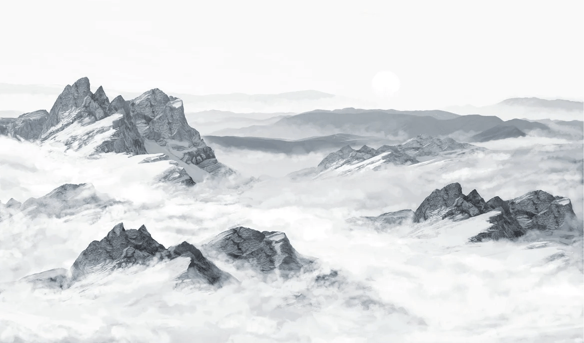 Papel pintado panorámico montaña azul