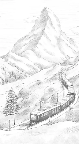 Papier peint panoramique Mont Cervin noir et blanc