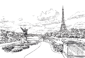 Papier peint pont Bir Hakeim vue tour Eiffel