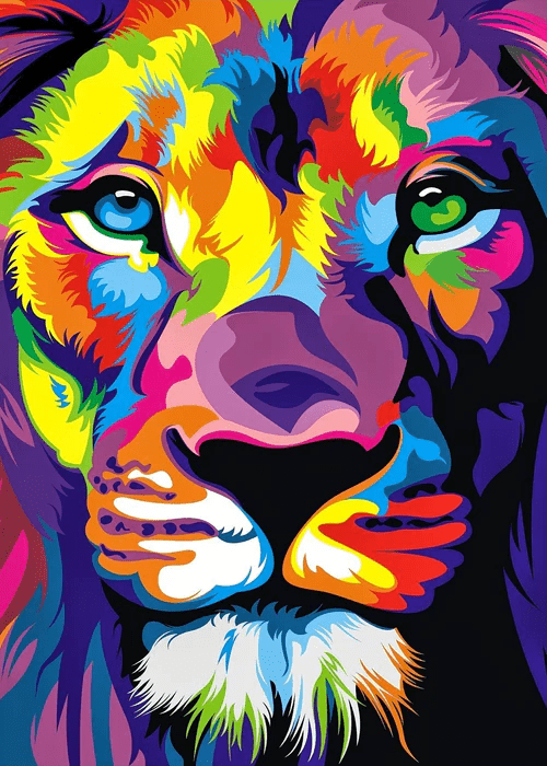 Papier peint panoramique lion color pop, XXL, tendance