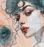 Papier peint visage féminin blue rose