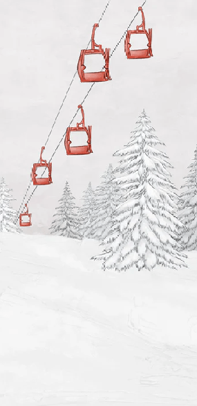 Papier peint montagne télécabine rouge - Muralconcept