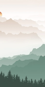 Papel pintado montaña en bruma terracota