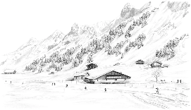 Papier peint Clusaz ski fond montagne Confins - Muralconcept
