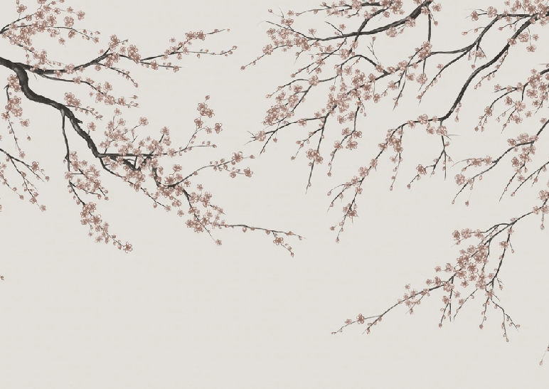 Papier peint panoramique Sakura beige