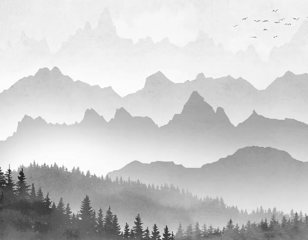 Papel pintado niebla matinal bosque