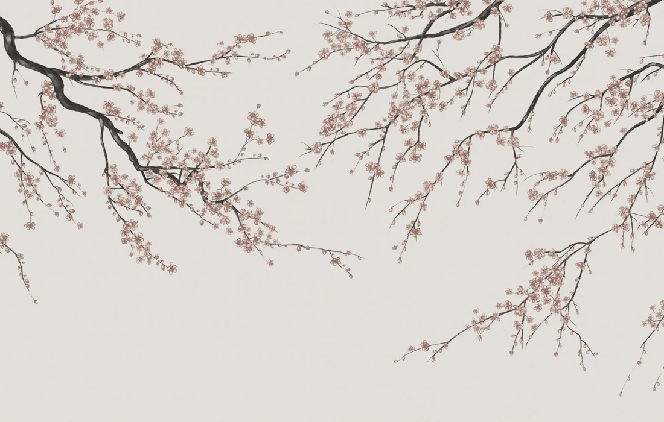 Papier peint panoramique Sakura beige - Muralconcept