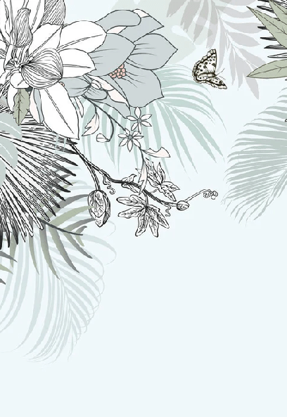 Papier peint tendance nature plante vert d'eau - Muralconcept