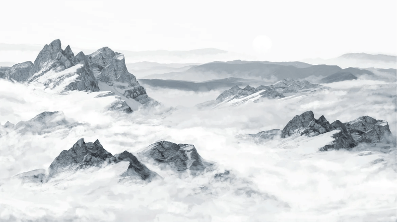 Papel pintado panorámico montaña azul