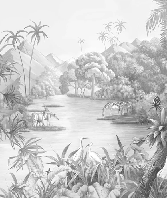 Papier peint panoramique jungle pittoresque