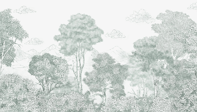 Papier peint panoramique Forêts et Monts vert, XXL, tendance
