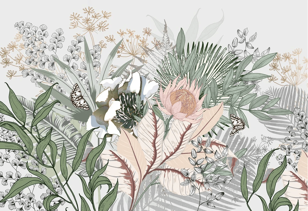 Papier peint panoramique floral botanic - Muralconcept