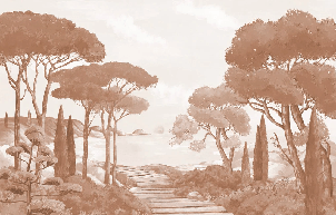 Papier peint balade dans les calanques terracotta