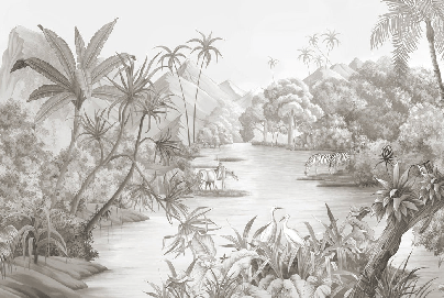 Papel pintado panorámico selva pintoresca