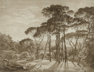 Papel pintado panorámico paisaje italiano ámbar