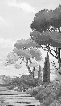 Papel pintado «Paseo por las calas» en blanco y negro