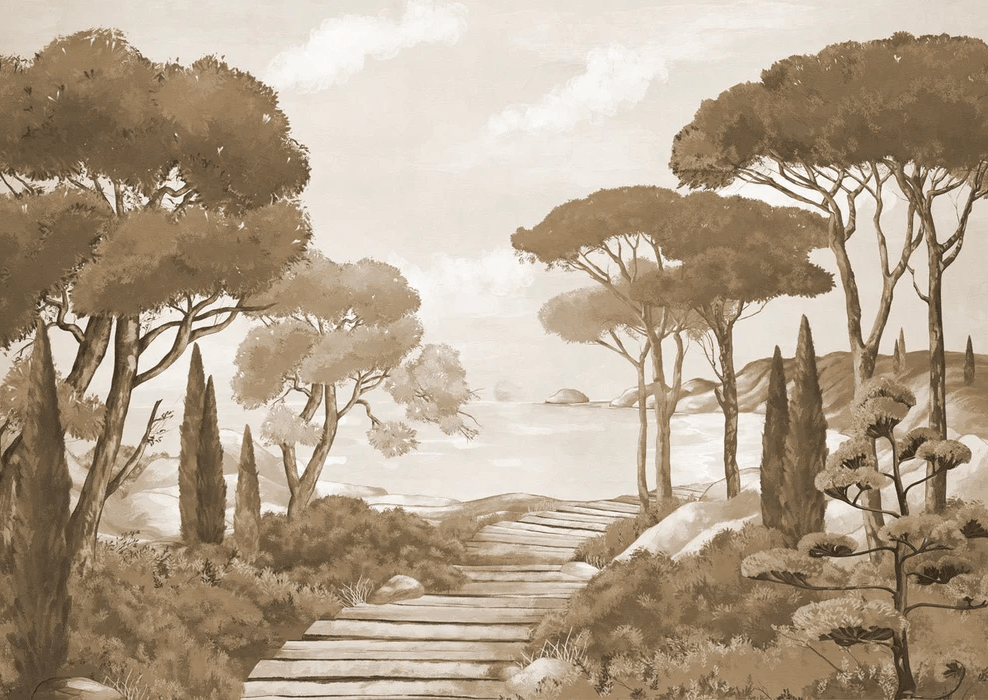 Papier peint balade dans les calanques monochrome - Muralconcept