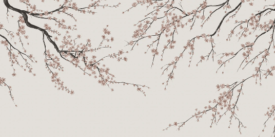 Papier peint panoramique Sakura beige - Muralconcept