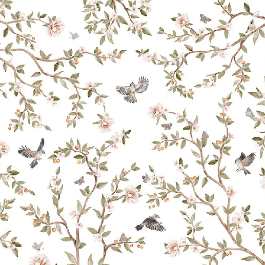 Papel pintado con pájaros para habitación infantil
