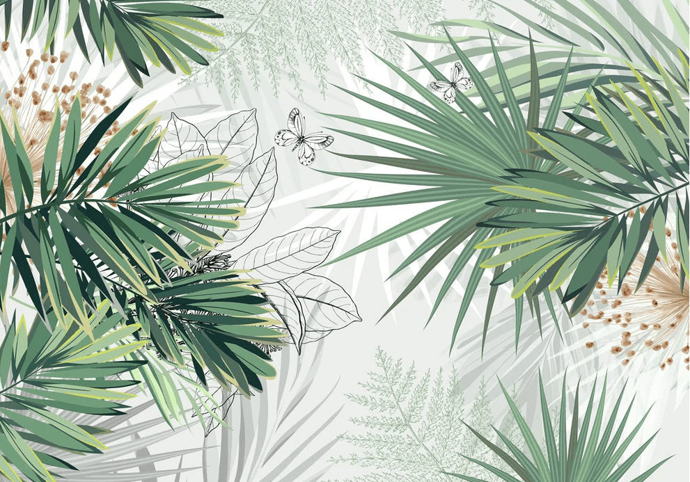 Papier peint salle de bain nature green palm - Muralconcept